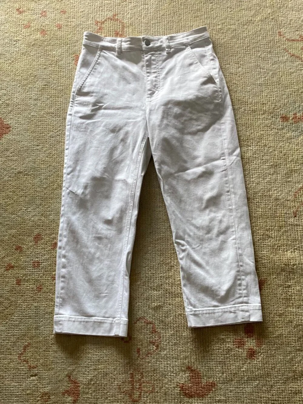 Everlane Straight Crop Pants | White Denim | 6 | Cropped | High Rise